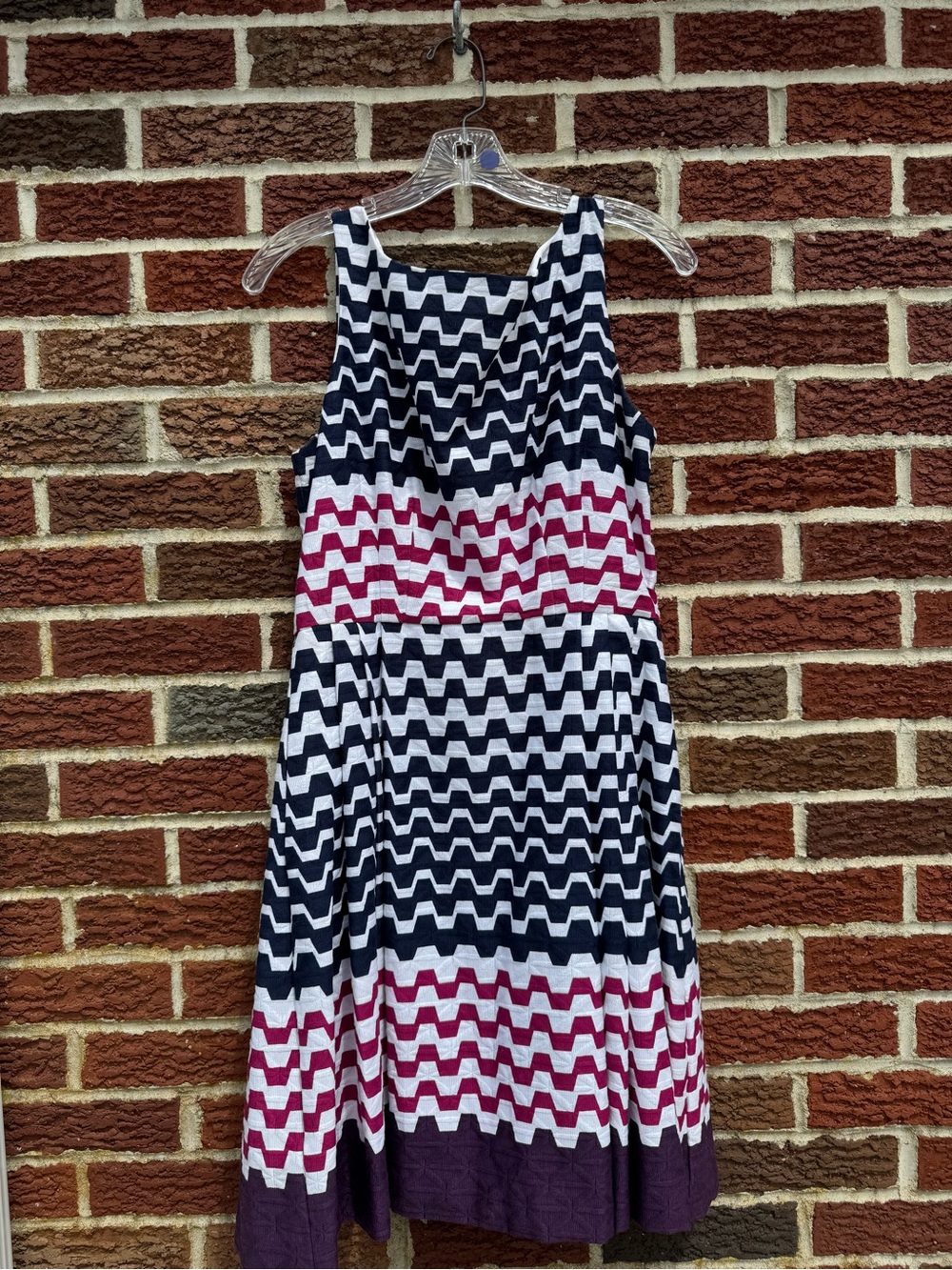 Taylor Chevron Knit Dress in Navy, White & Magenta